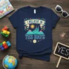I BELIEVE IN YES DAYS t-shirt with castle, sun, and floral graphic in blue and pink
