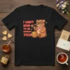I Can't Bear To Be Without You quote on a black t-shirt with a cartoon bear holding a honey dipper