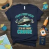 Navy t-shirt with "I Can't Keep Calm It's My First Cruise" text and a graphic of a cruise ship sailing