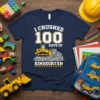 I Crushed 100 Days of Kindergarten t-shirt design with a yellow bulldozer pushing rocks
