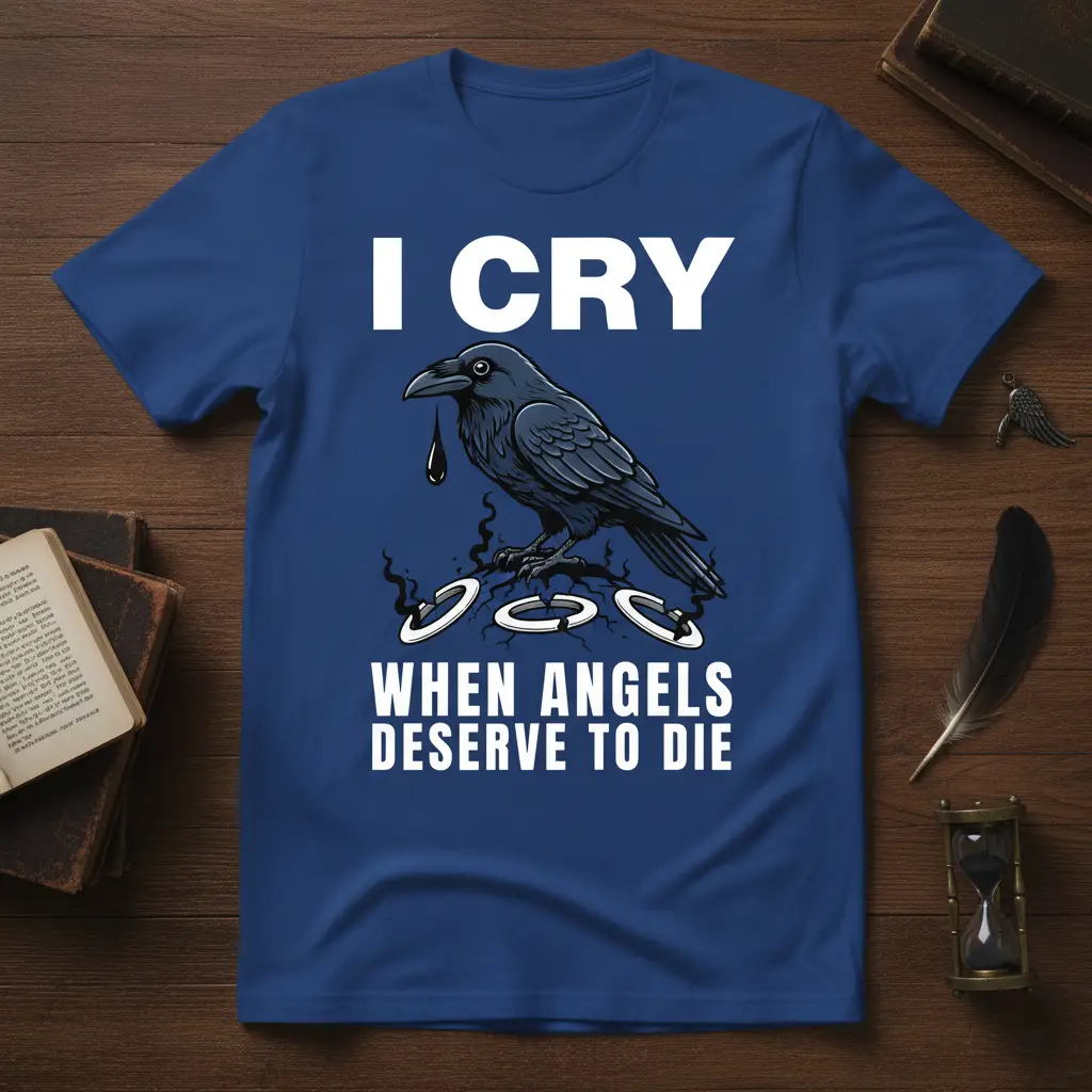 I Cry When Angels Deserve to Die T-Shirt Gothic Raven Quote