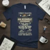 Humorous "I Didn't Turn Into An Asshole Overnight" quote t-shirt design with fiery graphic and detailed illustrations of people being