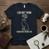 I DO NOT THINK THEREFORE I DO NOT AM quote with a black cat looking at a brain graphic on