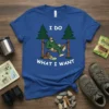 I DO WHAT I WANT Bigfoot relaxing in a hammock in the woods t-shirt design