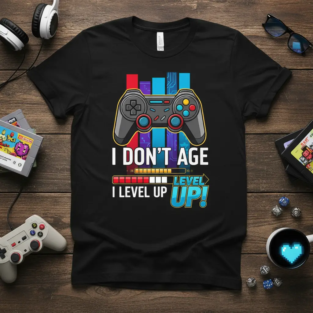 I Don’t Age I Level Up Funny Gamer T-Shirt Birthday Gift