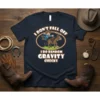 I Don't Fall Off I Do Random Gravity Checks funny horse rider quote on navy t-shirt