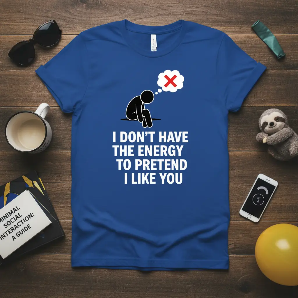 I Don’t Have the Energy to Pretend I Like You Funny Quote T-Shirt