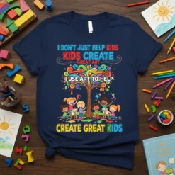 T-shirt with "I Don't Just Help Kids Create Great Art I Use Art To Help Create Great Kids" quote and