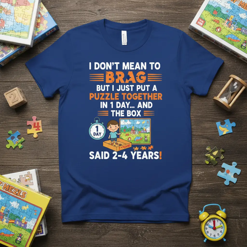 I Don’t Mean to Brag Puzzle T-Shirt Funny Jigsaw Gift