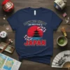 T-shirt with text "I Don't Need Therapy I Just Need To Go To Japan" featuring a Japanese pagoda and cherry
