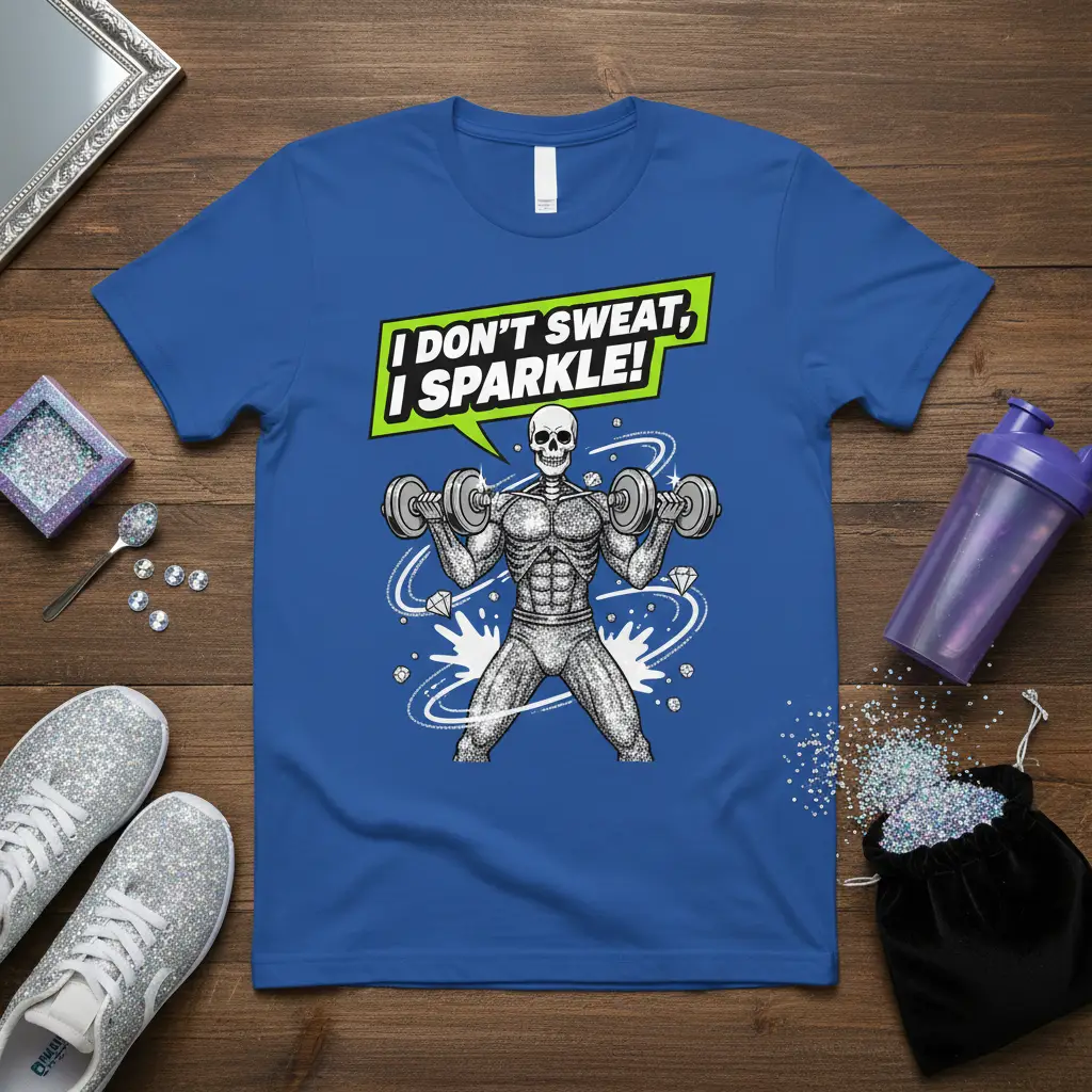 I Don’t Sweat, I Sparkle! Skeleton Gym T-Shirt