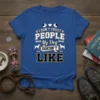 Blue t-shirt with white text "I DON'T TRUST PEOPLE My Dog DOESN'T LIKE" and dog graphics