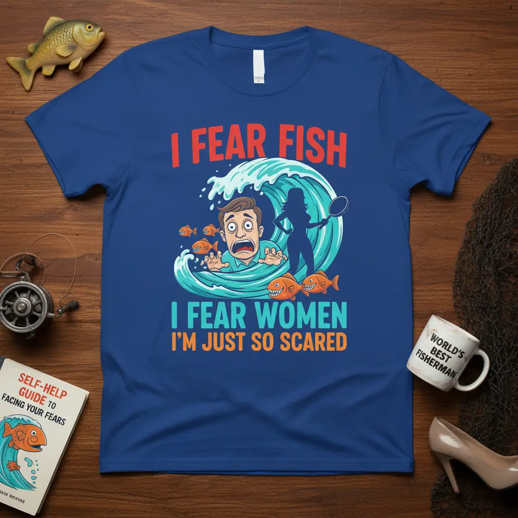 I Fear Fish I Fear Women T-Shirt Funny Fishing Humor Gift