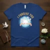 I FORGIVE YOU text with doves flying from hands graphic on a navy blue t-shirt
