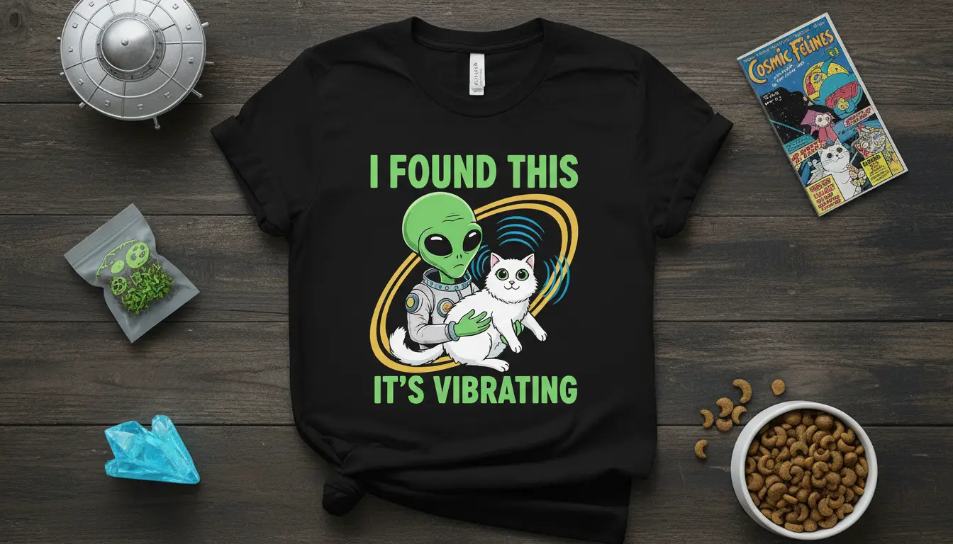 I Found This It’s Vibrating Alien Cat T-Shirt Funny Gift