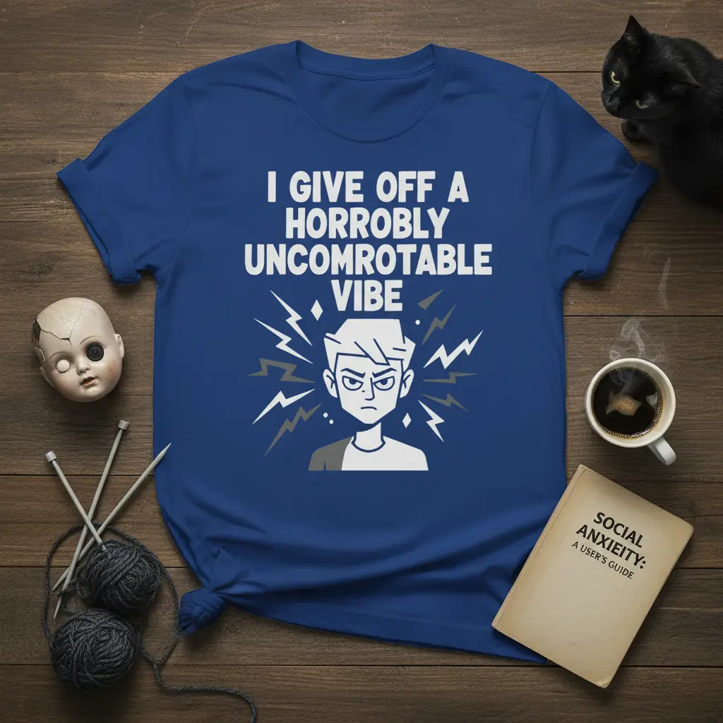 I Give Off a Horrobly Uncomrotable Vibe T-Shirt Funny Quote