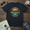 I Got Mine At Lower Merced Pass Lake retro graphic t-shirt with mountains, lake, and sunset