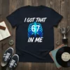 I Got That 67 In Me t-shirt design with blue rib cage graphic and white text for a 67th birthday