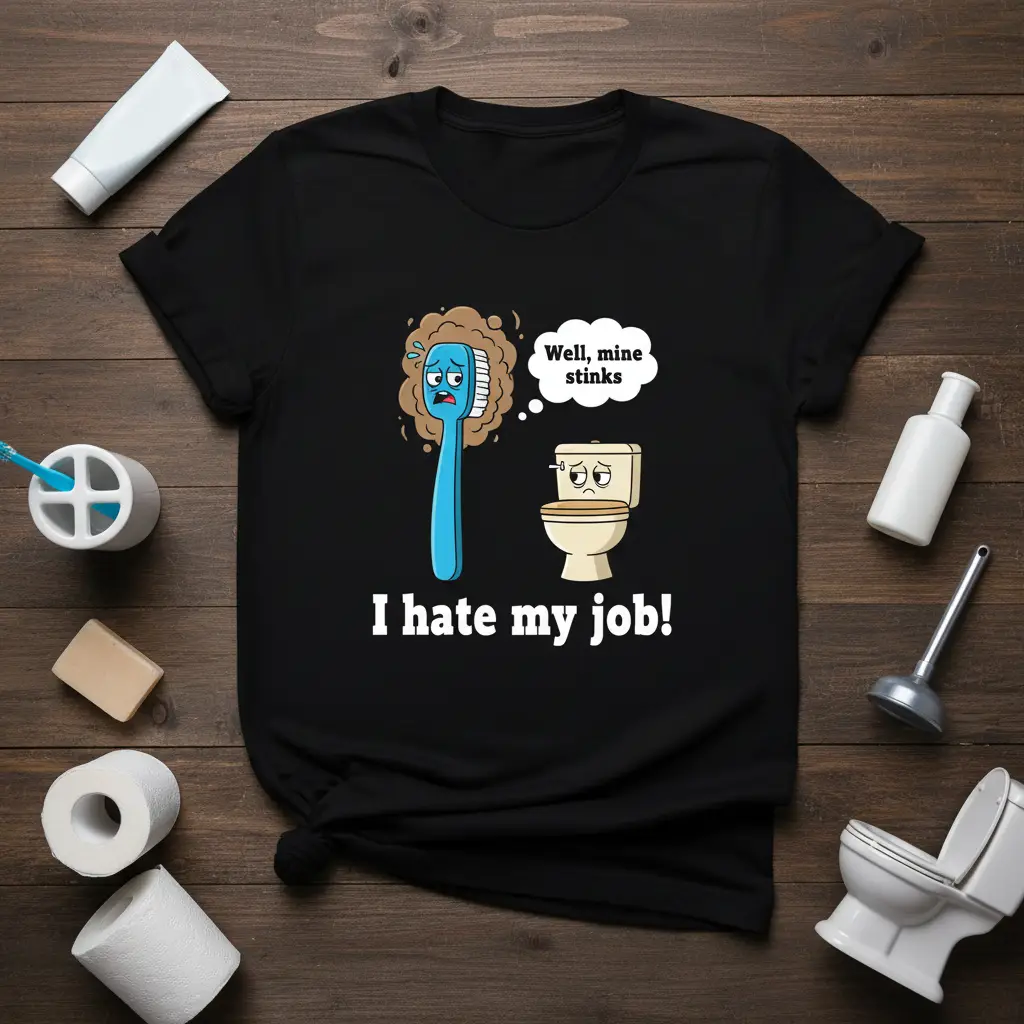 I Hate My Job! Funny Toilet Toothbrush Quote T-Shirt