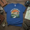 I Hate Pulling Out t-shirt design with vintage camper, mountains, and sunset graphic