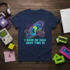 Retro graphic tee with "I Have No Idea What This Is" text, featuring 80s/90s game controller, boombox, and phone icons