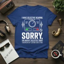 I HAVE SELECTIVE HEARING. text design featuring detailed typography on quality t-shirt