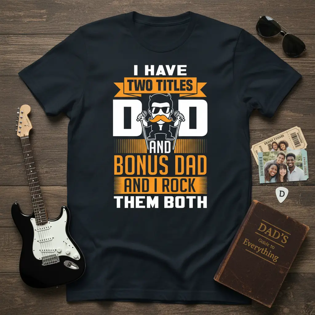 I Have Two Titles Dad and Bonus Dad T-Shirt Gift