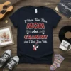 T-shirt design: "I Have Two Titles MOM And GRAMMY And I Rock Them Both" with plaid text and a red