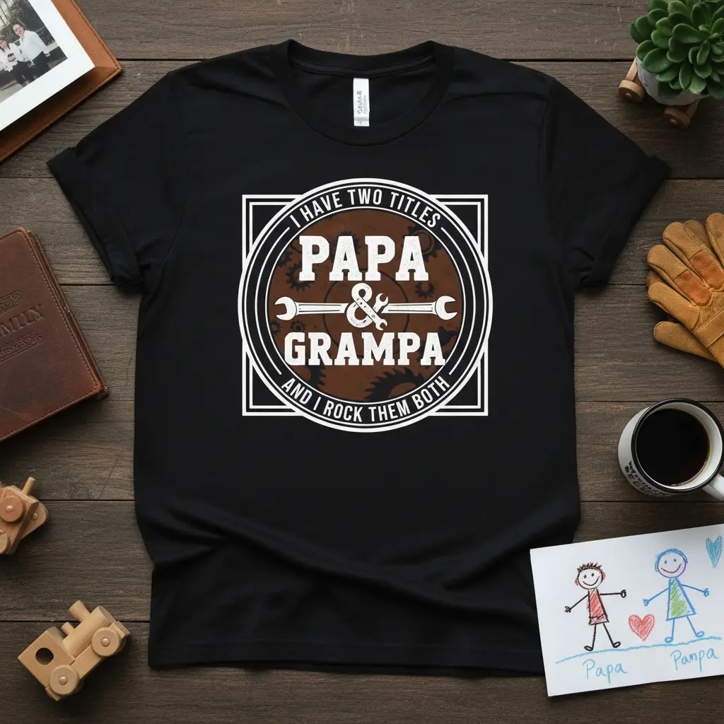 I Have Two Titles Papa & Grampa T-Shirt Funny Grandpa Gift