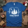 I HEART WINTER Holiday Cheer T-Shirt with snowmen inside a heart and heartbeat graphic