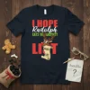 I HOPE Rudolph EATS THE NAUGHTY LIST Christmas t-shirt design with cartoon Rudolph holding a naughty list