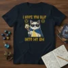 I Hope You Slip Into My DM t-shirt design featuring a cool cat with sunglasses and a magic staff, surrounded