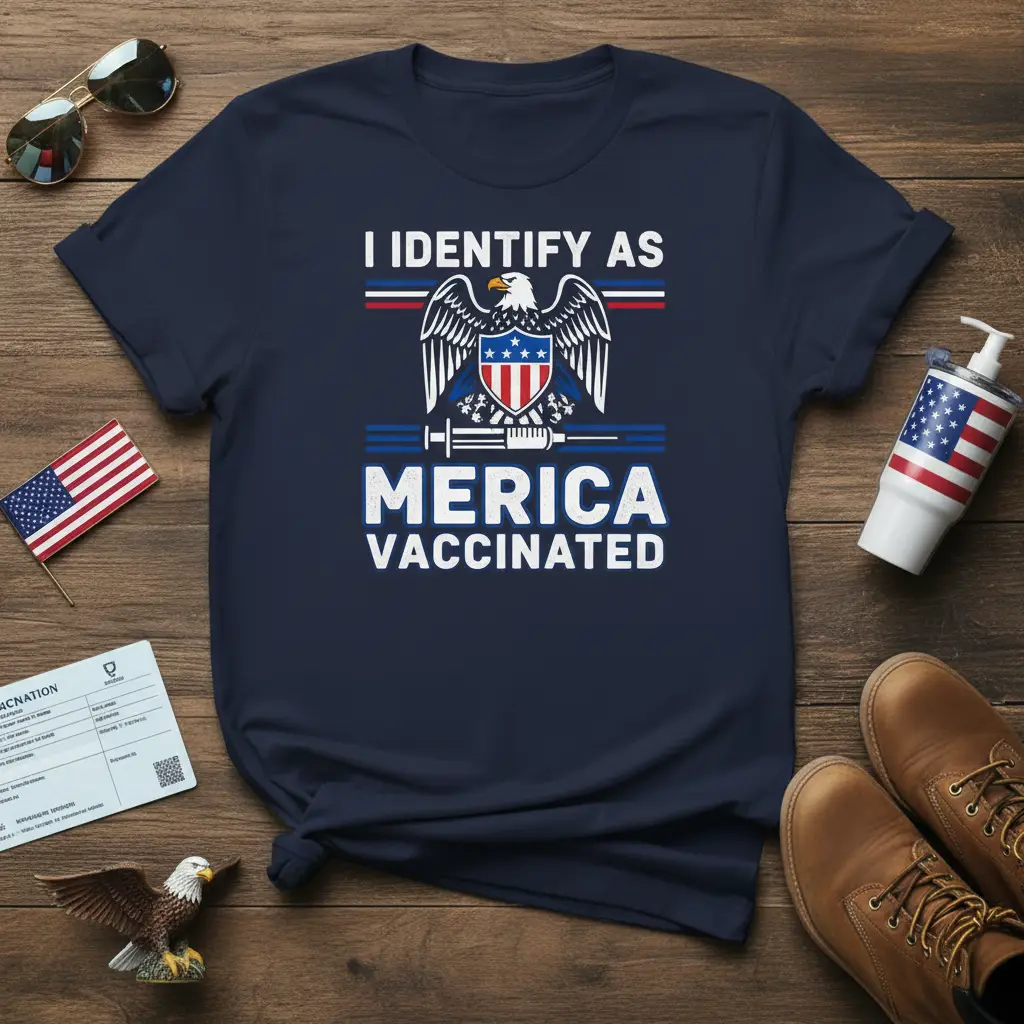 I Identify As Merica Vaccinated Patriotic Usa Eagle Tee