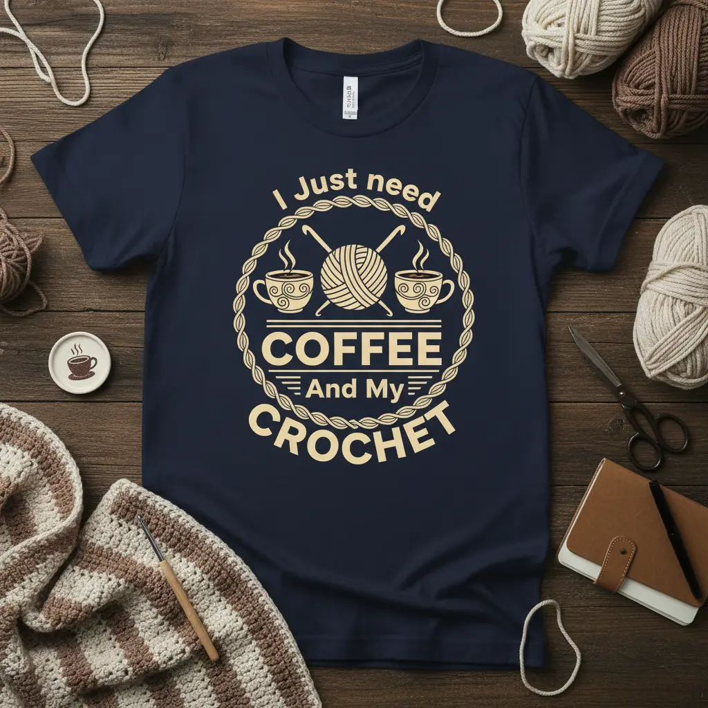 I Just Need Coffee and My Crochet T-Shirt Craft Lover Gift