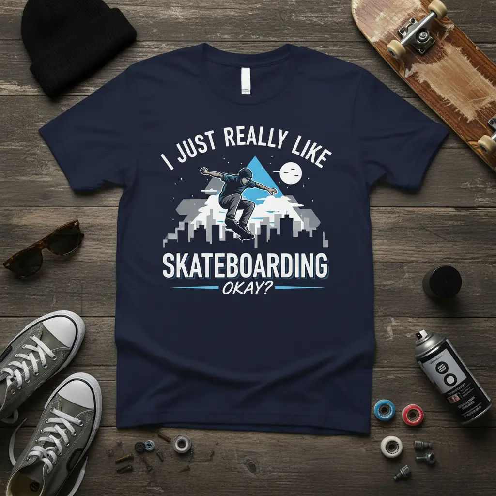 I Just Really Like Skateboarding Okay? T-Shirt Gift