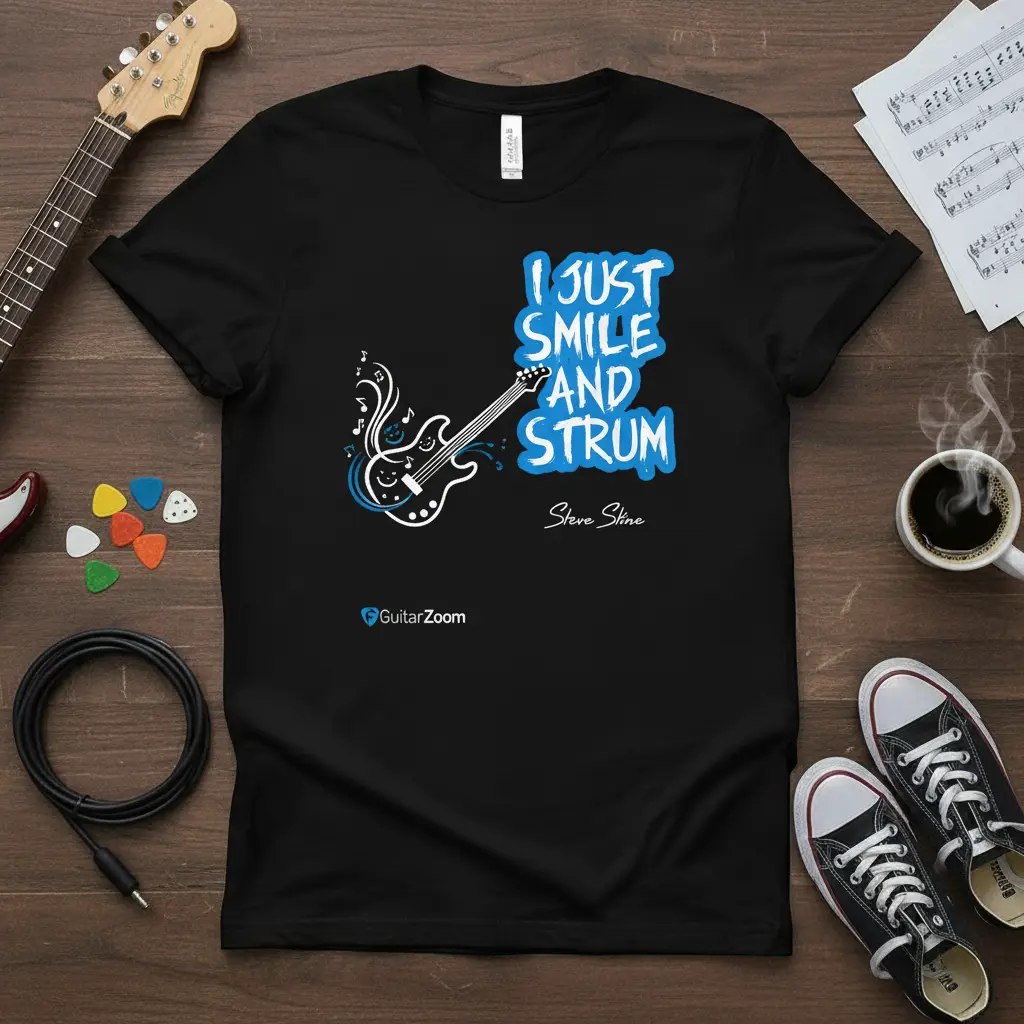I Just Smile and Strum Guitarist Tee for Music Lovers