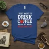 I Just Want to Drink Coffee and Pet My Nebelung Cat text design with a red coffee cup graphic and