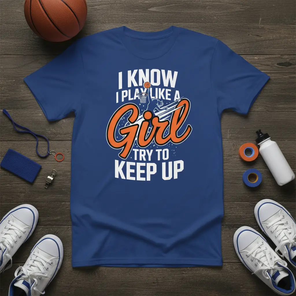 I Know I Play Like a Girl Try to Keep Up Basketball T-Shirt