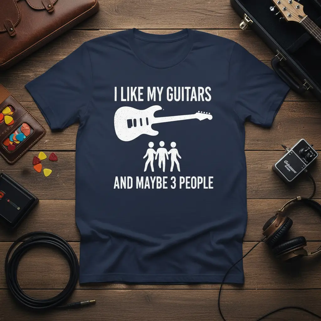 I Like My Guitars and Maybe 3 People Guitarist Tee