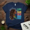 I Like My Hair Loc'd Up And My Mind Free text with a portrait of a woman with locs on