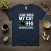 I Like Weed My Cat And Maybe 3 People t-shirt design with a black cat on a marijuana leaf and