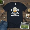 T-shirt with white text "I LOVE BEER MORE THAN MY WIFE" and a graphic of a beer glass