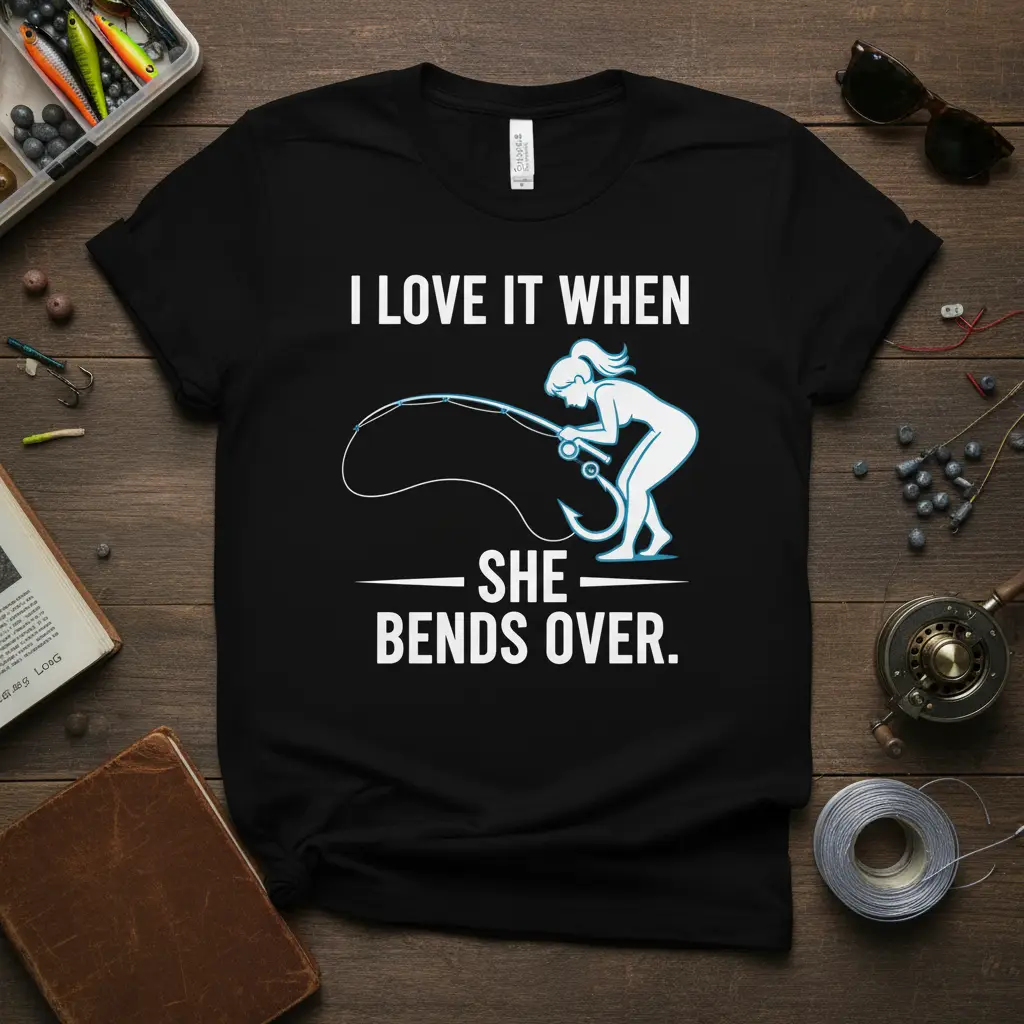 I Love It When She Bends Over Fishing T-Shirt Funny Gift