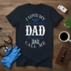 I Love My AEMT Dad quote with wings and AEMT text on a navy blue t-shirt, My Favorite Dad Call