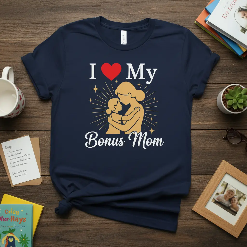 I Love My Bonus Mom T-Shirt Heartwarming Family Gift