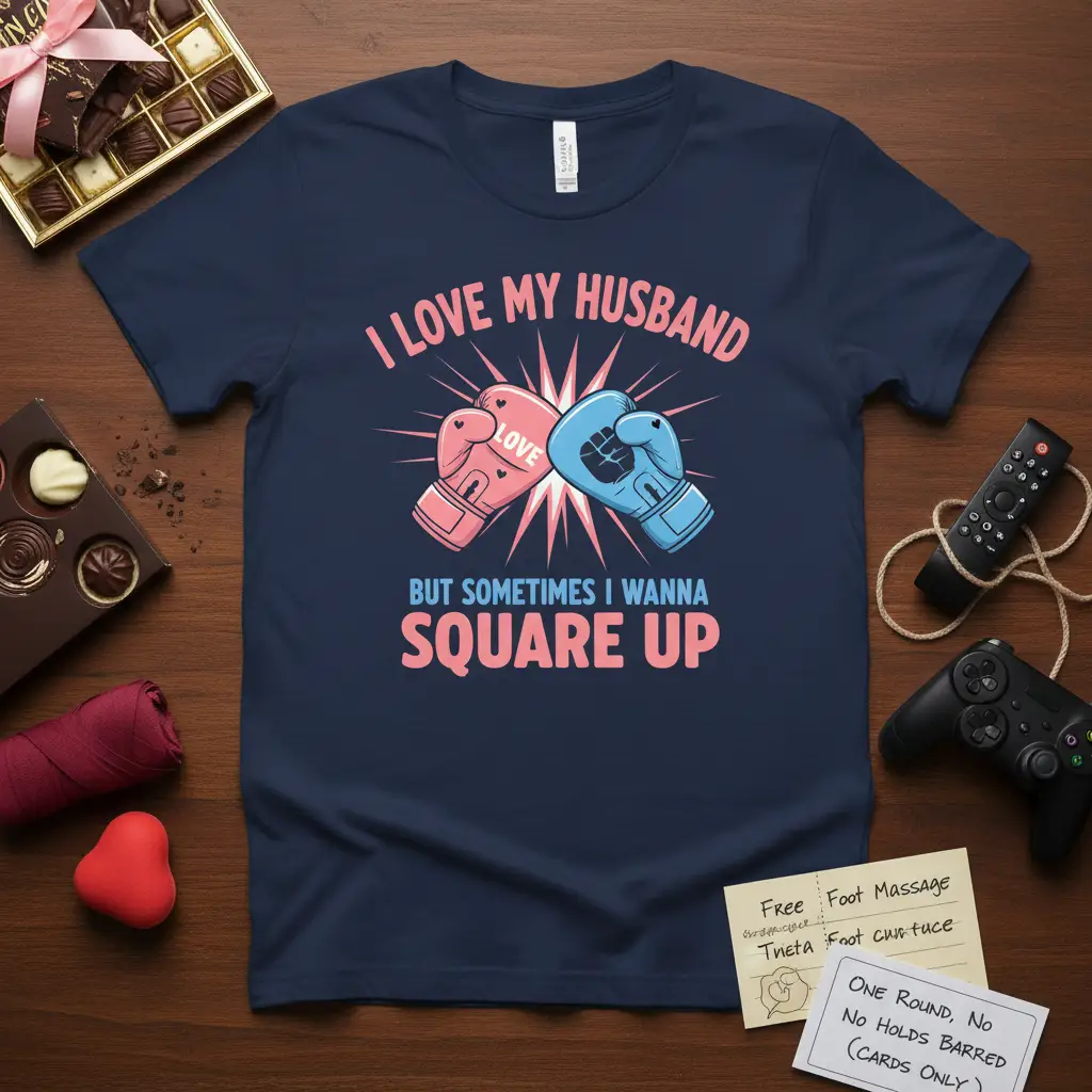 I Love My Husband Square Up Funny Wife T-Shirt Gift