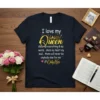 Dark t-shirt with gold and white text: "I love my Queen she's my everything & my world... she's my heart