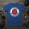I Love My Sponsor text with a red heart graphic inside a circle on a blue t-shirt