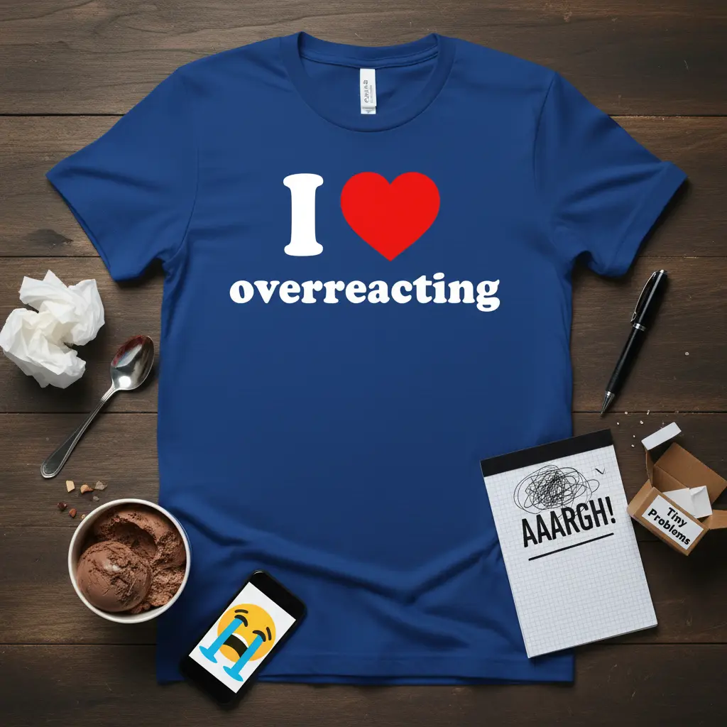 I Love Overreacting Heart Funny Sarcastic Quote T-Shirt