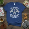 T-shirt with "I Love Someone With Parkinson's Awareness" text and a grey ribbon formed by hands in a heart shape